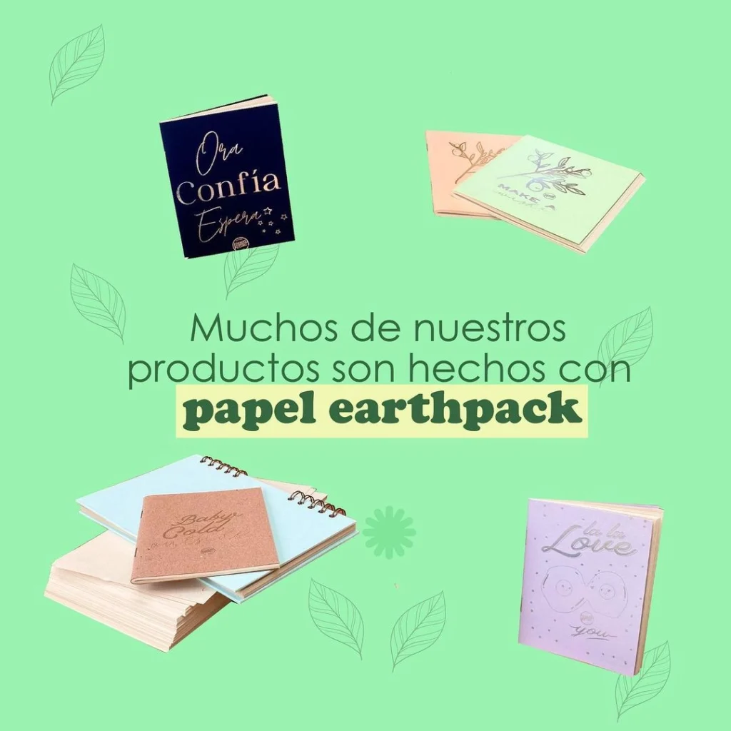 La mayoría de nuestros productos están hechos con «papel earth pact».